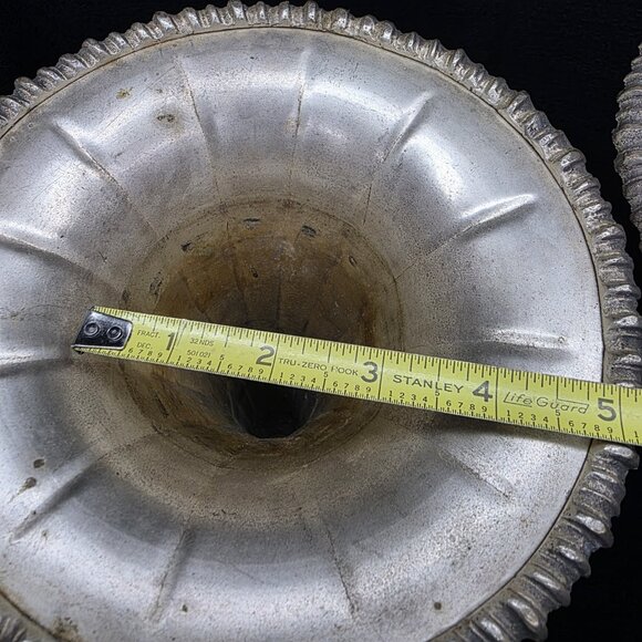 Pair Vintage Silver Plated Brass Trumpet Tulip Vases 15” India Boho Hollywood - Picture 9 of 10